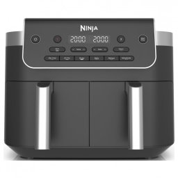 Friteuza cu aer cald Ninja Foodi Dual Zone DZ801EU, 2470 W, Zone de gatit independente, 7,6 l, 6 programe, 40-240°C, Max Crisp, Sync, Gri/Inox