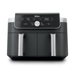 Friteuza cu aer cald Ninja Foodi Dual Zone DZ901EU, 2470 W, Zone de gatit independente, 9,5 l, 6 programe, 40-240°C, Max Crisp, Sync, Gri/Inox