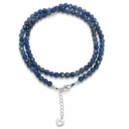 Colier din Safir Albastru Rotund Fatetat 4x4 mm Accesorii de Argint 925 - 1 Buc