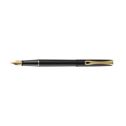 Stilou Diplomat Traveller, cu penita M, din otel inoxidabil - black lacquer gold