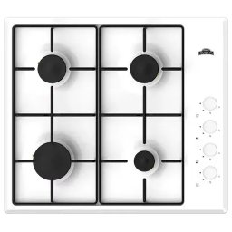 Plita Plită pe gaz incorporabilă Nuova Cucina, 60cm, alb, 4 arzătoare, aprindere electrică