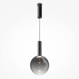 Pendul Nebula MOD182PL-L6B3K, D:25 cm, metal negru, sticlă fumurie