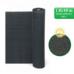 Plasa de umbrire, HDPE, UV, 230 g/mp, grad umbrire 95%, antracit, 1.8x10 m, Strend Pro