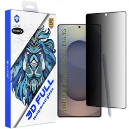 Folie de protectie Ecran Privacy Lito pentru Samsung Galaxy S25 Ultra S938, Sticla Securizata, Full Glue, 3D