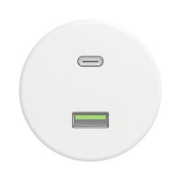 Kliklap - Priză USB A+C retro, fără ramă, alb imaculat