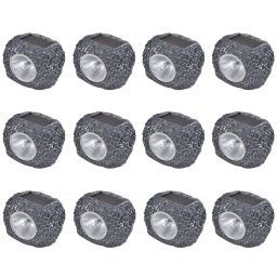 Outdoor Reflector LED cu energie solara, forma de piatra, 12 buc. GartenMobel Dekor