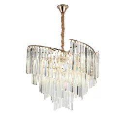 Candelabru din cristal TRIANON Magno, 10xE27, Ø56 cm, auriu lucios, inaltime reglabila