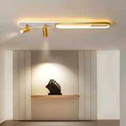 Lustra LED FISSO Camilla 66W cu proiector reglabil, lumina rece/calda/neutra, auriu lucios