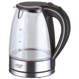 Fierbator electric Adler din sticla 1,7L, 2200W, LED, oprire automata