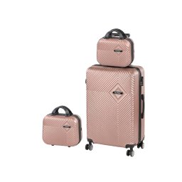 Set 3 valize Leziter TraveLux Pro XIV din ABS, aur roz, cu roti 360°