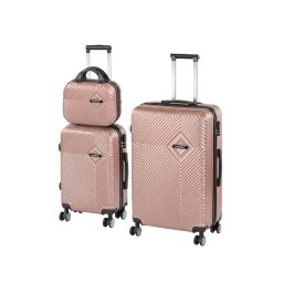 Set valize Leziter TraveLux Pro XVI, 3 piese ABS, auriu roz, roti 360°