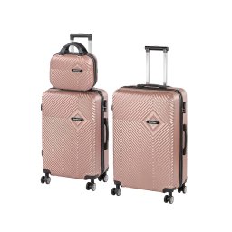 Set 3 valize ABS Leziter TraveLux Pro XVII, aur roz, roti 360°