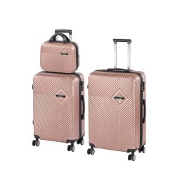Set 3 valize Leziter TraveLux Pro XX din ABS, aur roz, cu roti 360°