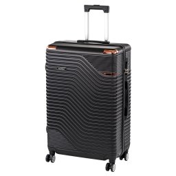 Valiza mare Leziter TravelLux Urban hardtop 50x78x30 cm, neagra, roti 360°