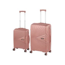 Set valize Leziter TraveLux Endure III, cabina + mare, ABS, TSA, aur roz