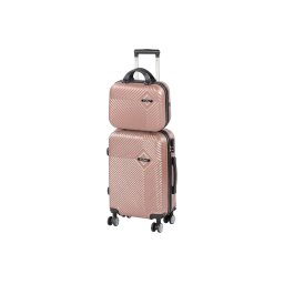 Set valize Leziter TraveLux Pro VI, ABS, aur roz, cabina 50x40x20 cm + bagaj mana
