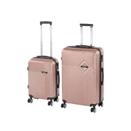 Set valize troler Leziter TraveLux Pro X, cabina + mare, ABS, aur roz