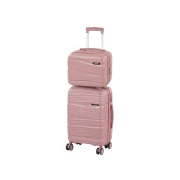 Set valize Leziter TraveLux Voyager II, ABS, cu lacat TSA, aur roz