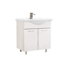 Masca chiuveta baie Leziter Ruben 75 cu lavoar ceramic, alb, 71x33x72 cm