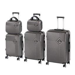Set valize rigide Leziter TravelLux Pro 5 piese, ABS PC, roti 360°, gri inchis