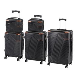 Set valize Leziter TravelLux Urban, 5 piese, negru, cu roti si maner telescopic