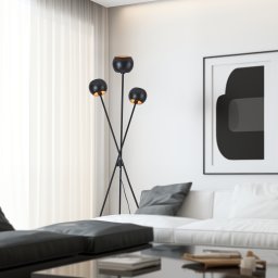 Lampadar Nykvarn cu 3 abajururi, negru si auriu, 161 cm
