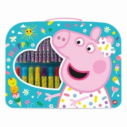 Gentuta de desen Peppa Pig Art Case cu accesorii creative pentru copii