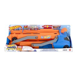 Camion Transporter Hot Wheels City cu pista extensibila si lansator