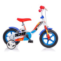 Bicicleta pentru copii Dino Bikes 108 Sport, 10 inch, alb cu albastru