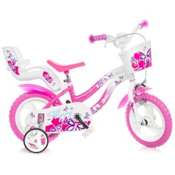 Bicicleta pentru copii Flappy Dino Bikes 12 inch, alb roz