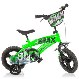 Bicicleta pentru copii Dino Bikes BMX 12 inch, verde, cu roti ajutatoare