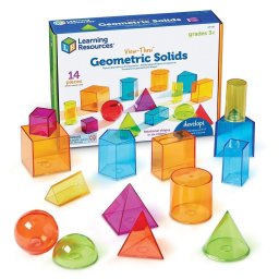 Set forme geometrice 3D transparente colorate pentru invatare