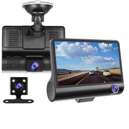 Camera auto DVR tripla Full HD 1080P cu Night Vision si 3 camere