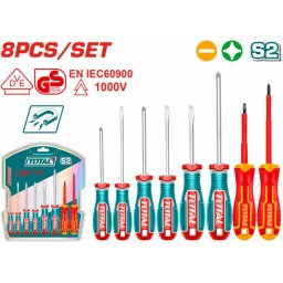 Set surubelnite TOTAL 8 piese, izolate 1000V, Phillips si drepte