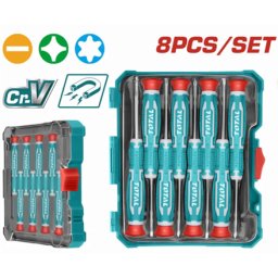 Set 8 surubelnite de precizie TOTAL CR-V magnetice, cu trusa