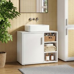 Dulap baie sub lavoar Kulaik, alb, 51x60x32 cm, cu rafturi