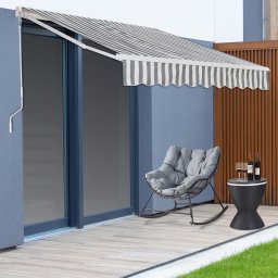 Marchiza retractabila Bitonto 250x200 cm gri/alb pentru terasa si balcon