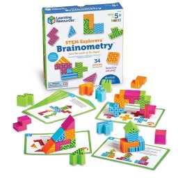 Joc de logica STEM Brainometry cu forme geometrice 3D, 34 piese