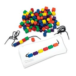 Set de margele educative cu carduri pentru sortare si insirare, 108 piese