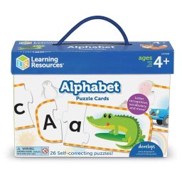 Puzzle alfabet educativ pentru copii, 26 seturi autocorective, 3 piese