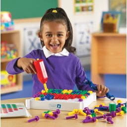 Bormasina magica pentru copii, set educativ creativ cu suruburi si modele