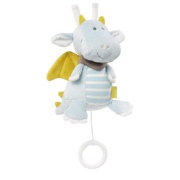 Jucarie muzicala dragon pentru bebelusi Fehn, velur moale, 17 cm
