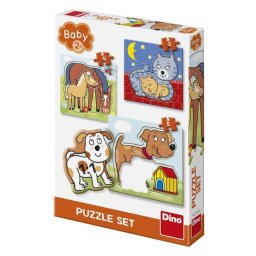 Puzzle bebe cu animalute jucause, 3, 4 si 5 piese, Dino, 2-4 ani