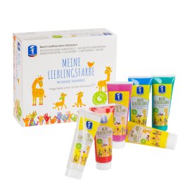 Set 6 tuburi vopsea pentru pictura cu degetele Basic, lavabila, 2+ ani