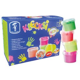 Vopsea pentru pictura cu degetele pentru copii, 4 culori neon