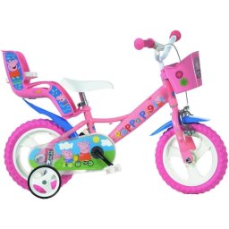 Bicicleta pentru copii 12 inch Peppa Pig cu roti ajutatoare si cosulet