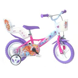 Bicicleta pentru copii 12 inch Winx cu roti ajutatoare si cosulet