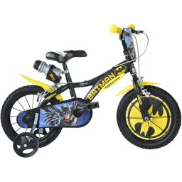 Bicicleta pentru copii 14 inch Batman cu roti ajutatoare si scaun reglabil