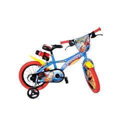 Bicicleta pentru copii 16 inch Superman, cu roti ajutatoare si doua frane