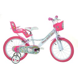 Bicicleta pentru copii 16 inch Hello Kitty, cu roti ajutatoare si cosulet